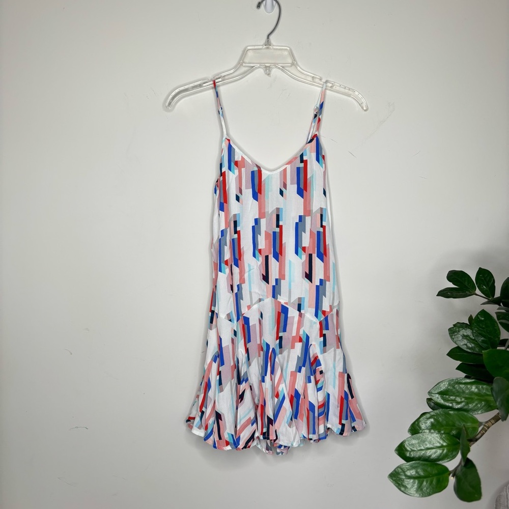 M1 Yumi Kim Multicolor Abstract Dress Chiffon Spaghetti Strap Women XS